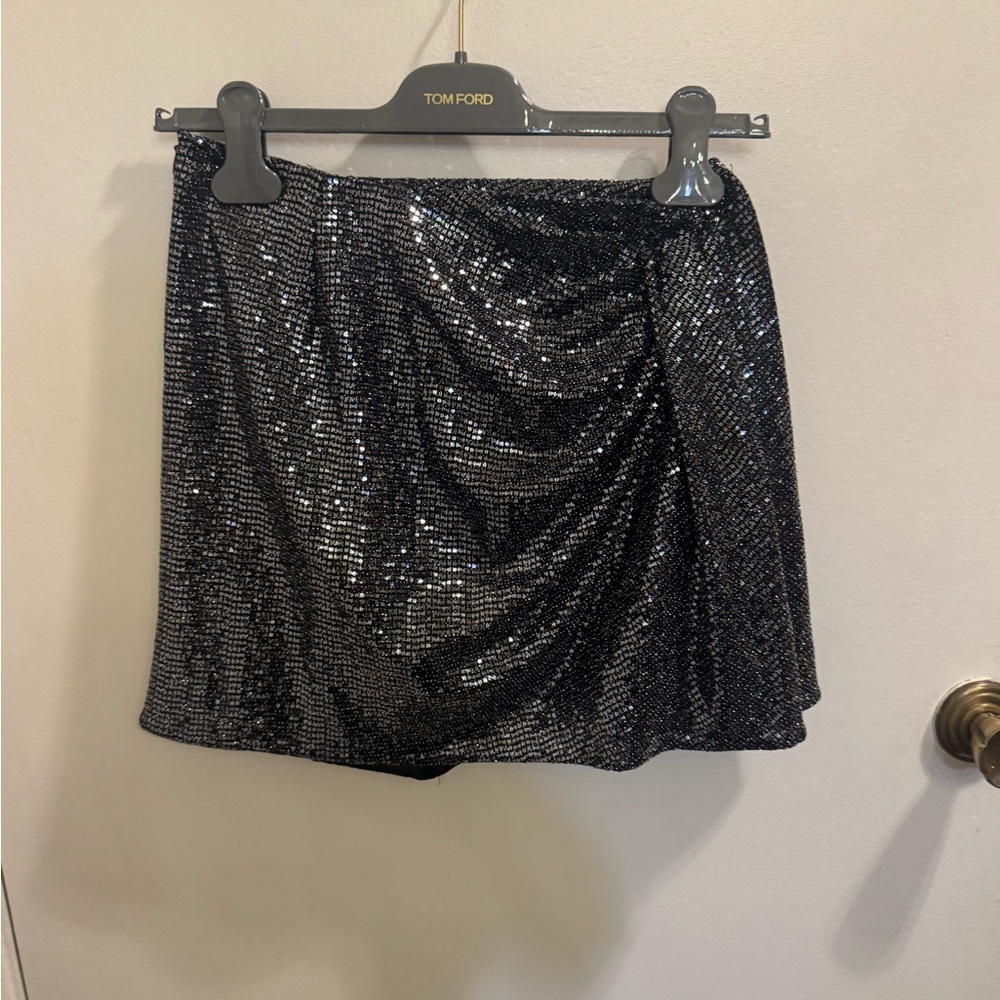 Zara Black Sequin Bubble Mini Skirt